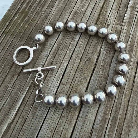 Vintage Milor 925 Italy Silver Ball Bracelet 7”-8” Toggle Clasp Preowned - Picture 7 of 14